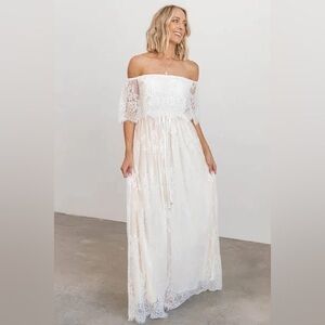 Baltic Born Strapless Lace Dress in Cream New With Tags